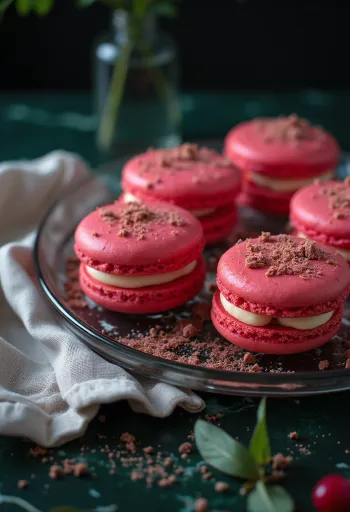 Macarons med röda bär