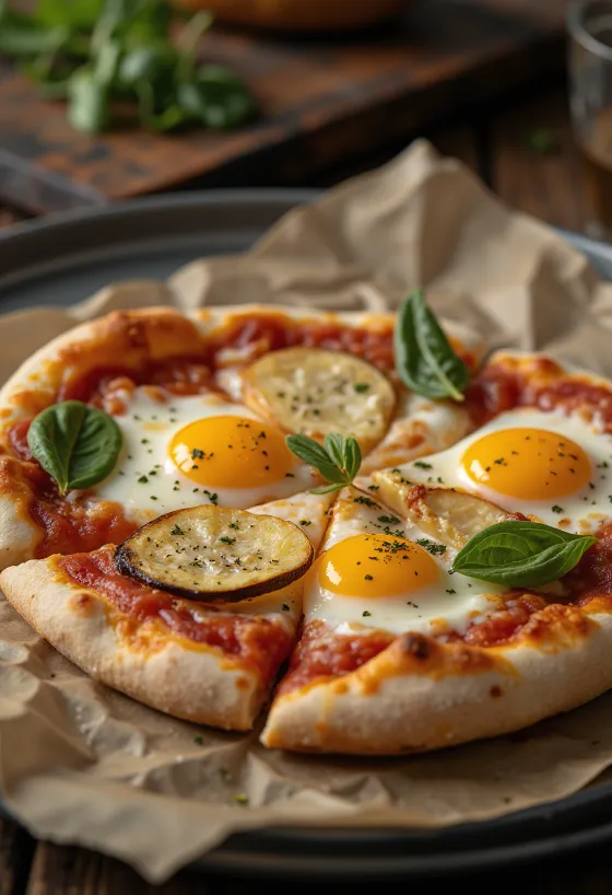 Pizza alla Melanzana med aubergine och mozzarella