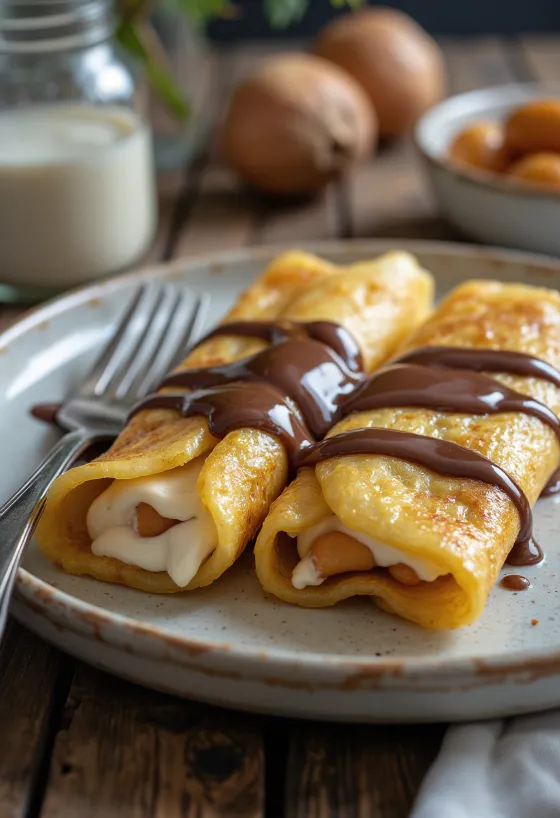 Kastanjepannkakor med chokladsås