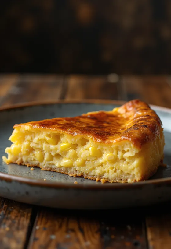 Humita dulce (söt variant), rik majsdessert serverad med grädde