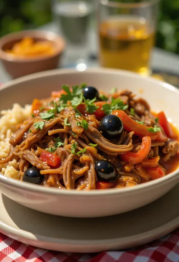 Ropa vieja serverad i kubansk stil