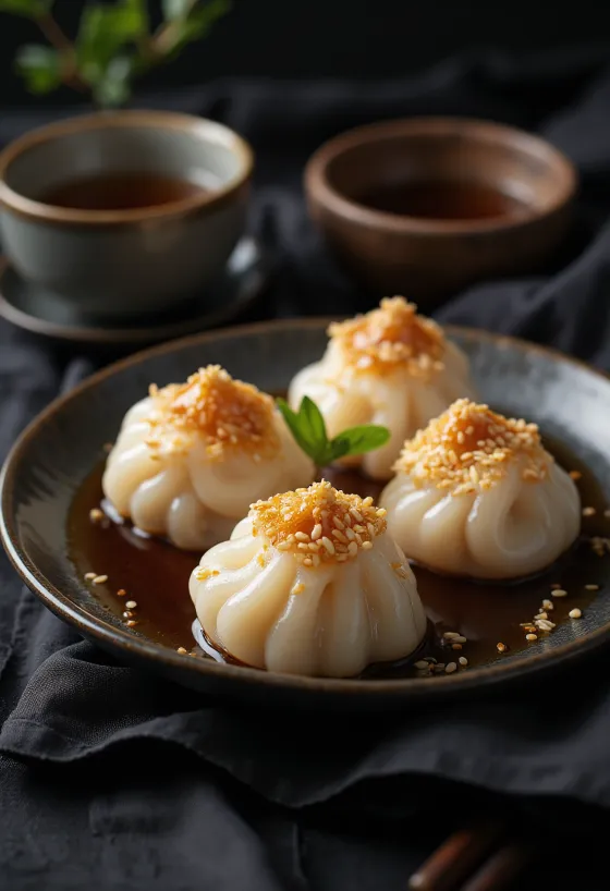 Kuri Dango kastanjebollar med sojasås-sirap och sesamfrön