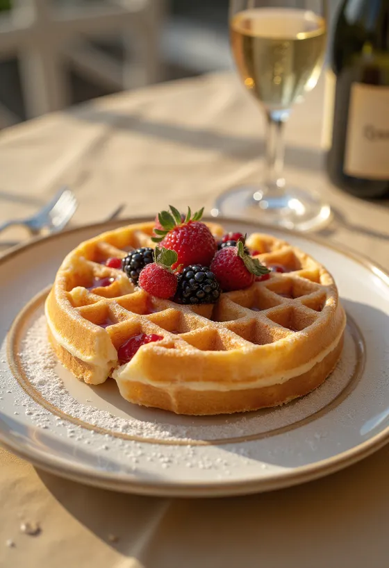 Champagnevåfflor serverade