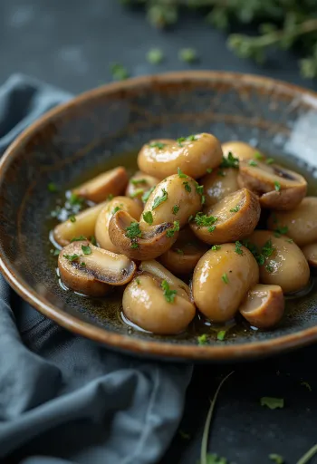 Prebiotisk stekt svamp med purjolök serverad