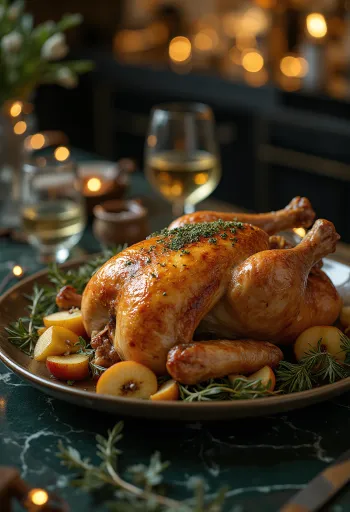 Ugnsstekt gås med salviafyllning och rostade grönsaker