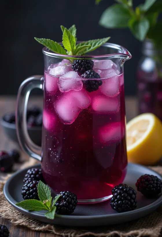 Björnbärslimonad serverat i glas