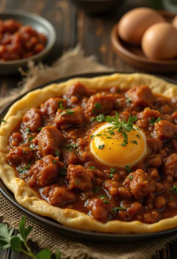 Doro Wat serverad med hårdkokt ägg och injerabröd