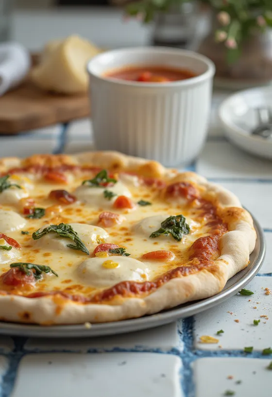 Pizza alla Ricotta med ricotta och ost