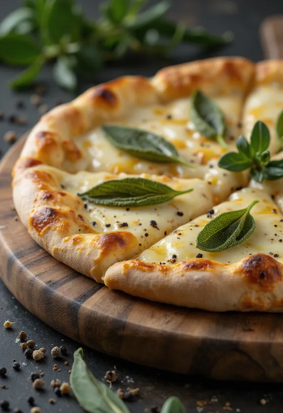 Pizza alla Salvia med salvia och ost