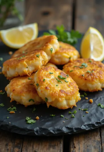 Glutenfria Bolinho de bacalhau, gyllenbruna torskbollar serverade
