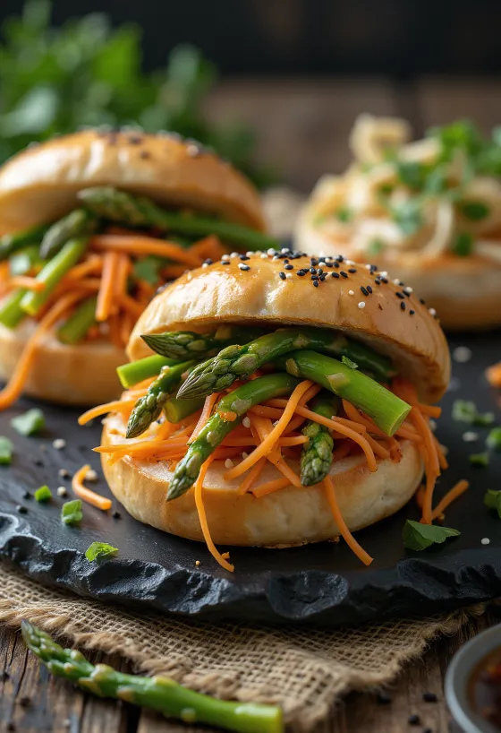 Bao bun med sparris serverad