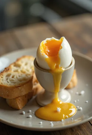 Löskokt ägg nykokt, serverat till frukost.