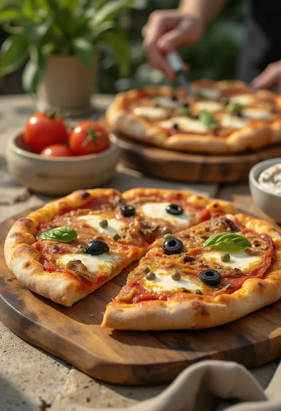 Puttanesca-pizza med sardeller, kapris och oliver