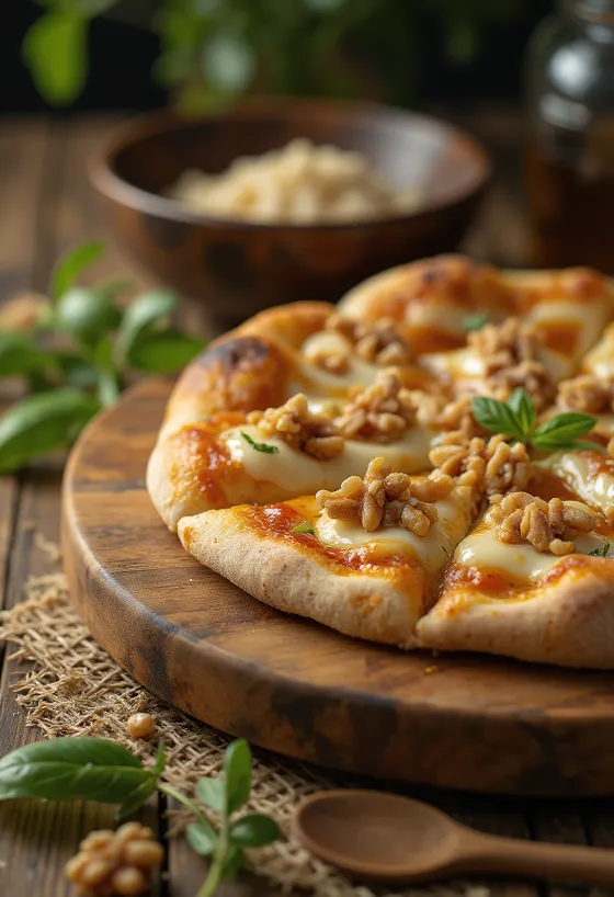 Pizza alle Noci med valnötter och ost