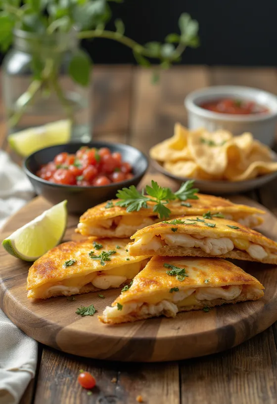 Quesadilla med salsa, kyckling och ost