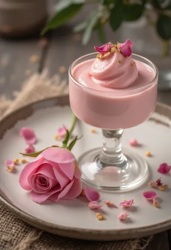 Rosenpannacotta i glas