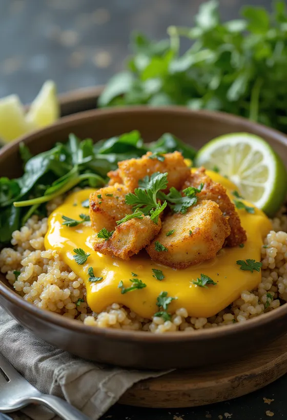 Quinoa med spenat och tofu med currybas