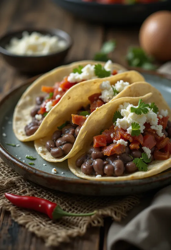 Tacos de Frijoles serverad