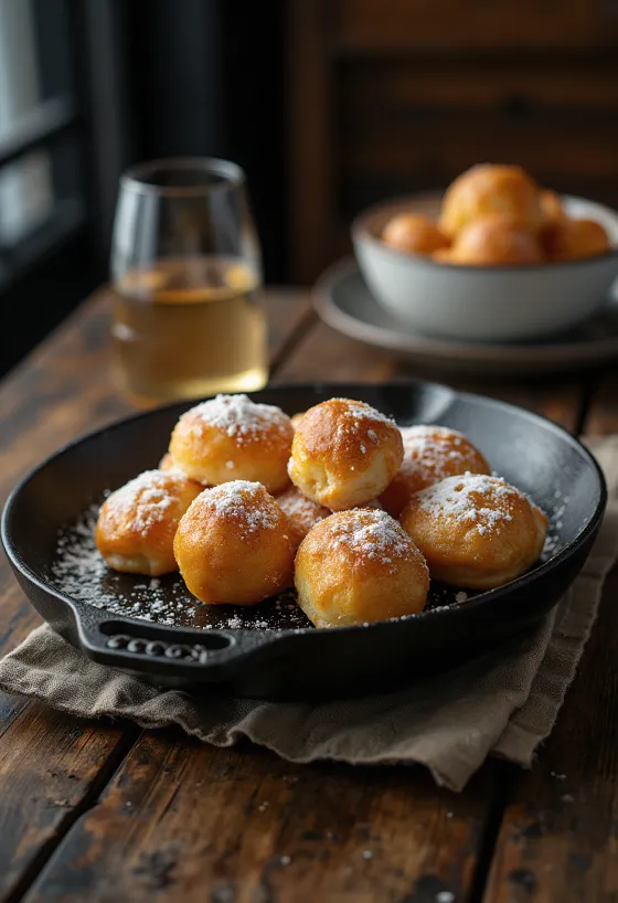 Æbleskiver danska munkar med florsocker