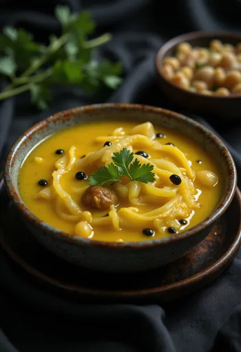 Sambar med tamarind, serverad med färsk koriander