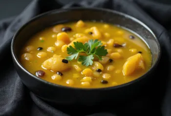 Sambar med tamarind, serverad med färsk koriander