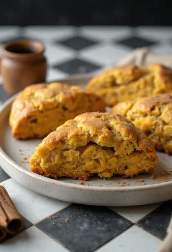 Veganska scones med pumpa och kanel serverade