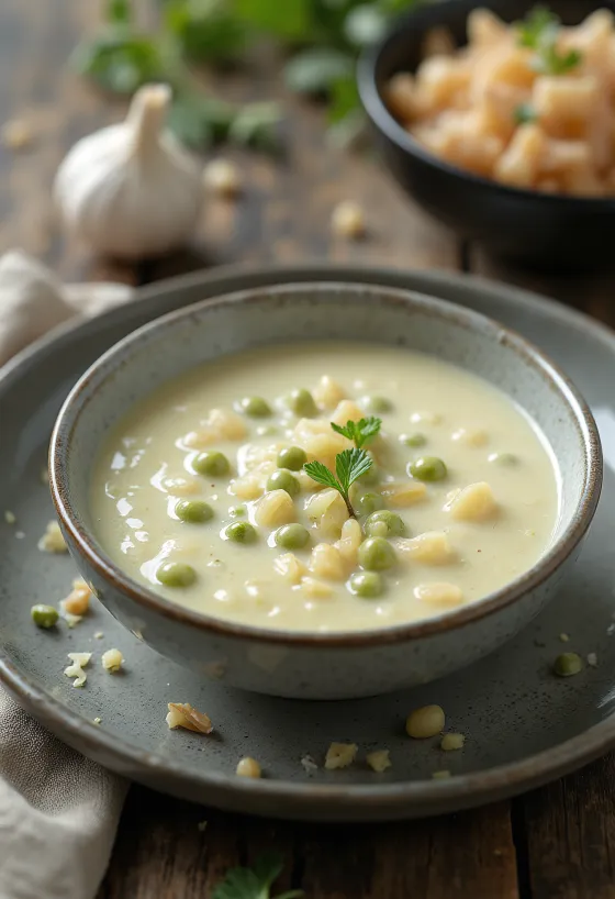 Grönpepparsås med vitlök upplagd