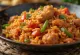 Jambalaya med tomat, kyckling och korv, risrätt