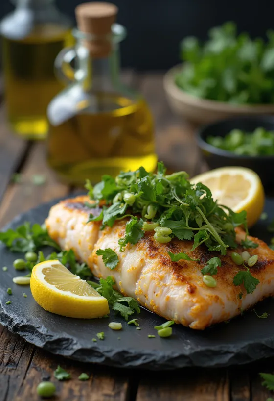 Örtstekt fisk serverad