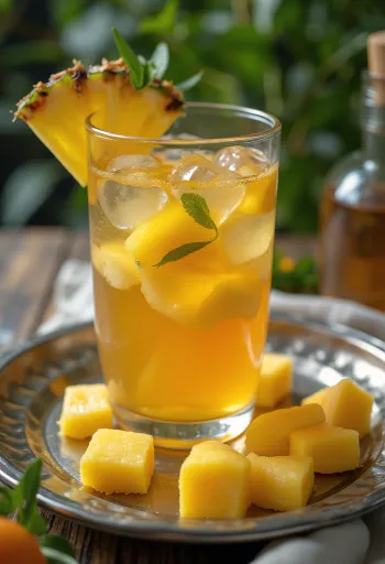 Tropiskt fruktte serverat i glas