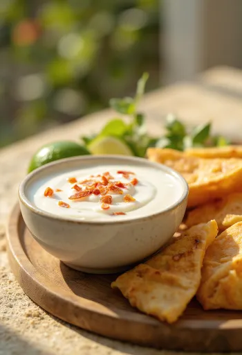 Limesås med kokosmjölk serverad