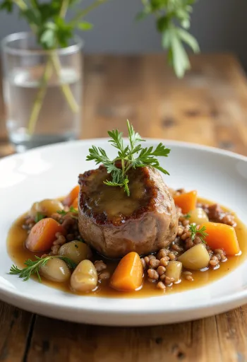 Osso Buco serverad med grönsaksragu, rika smaker