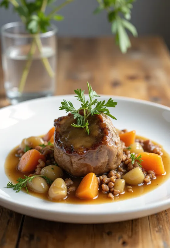 Osso Buco serverad med grönsaksragu, rika smaker
