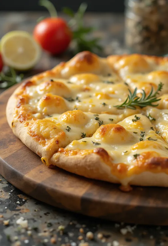 Pizza Bianca con Parmigiano med parmesan och mozzarella