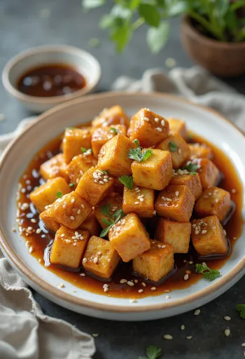 Stekt tofu med vitlökssås