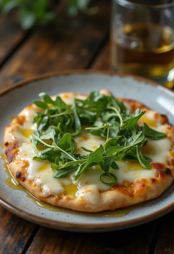 Pizza Bianca con Rucola med ruccola och ost