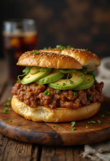 Sloppy Joe-smörgås med avokado, riklig köttfärsfyllning