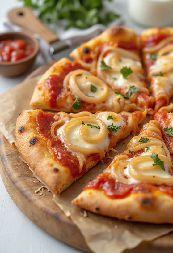Pizza con Cipolla med lök och mozzarella