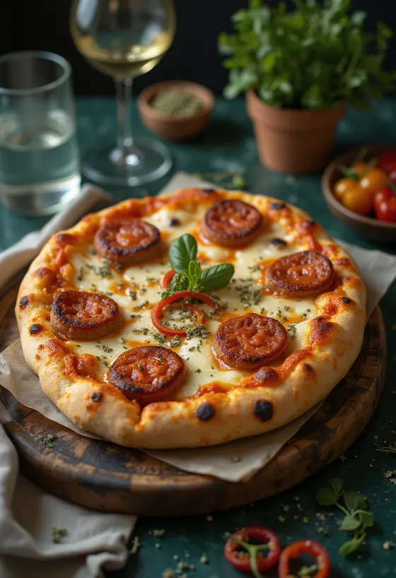 Vegansk Diavola pizza med växtbaserad korv och chili