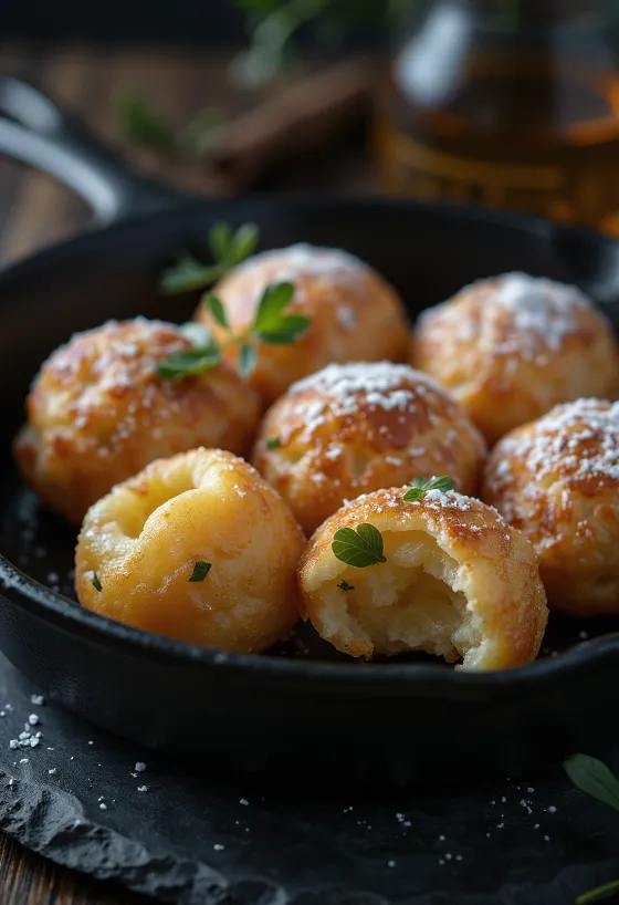 Glutenfria Æbleskiver, gyllenbruna, med mjuk insida och krispig utsida
