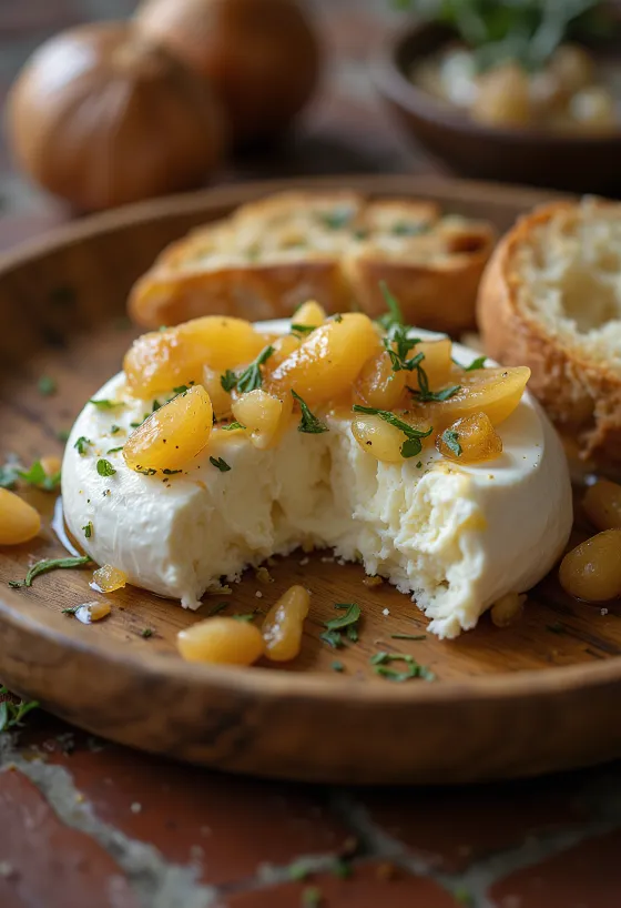 Burrata med rostad vitlök, serverad med rosmarin