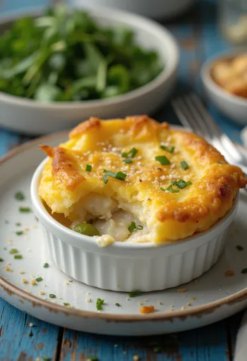 Fish pie med grönsaker serverad