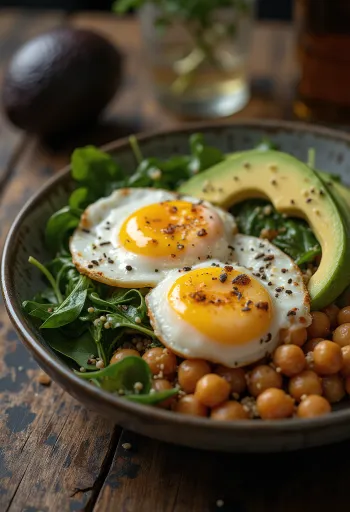 Buddha bowl med grillad aubergine serverad