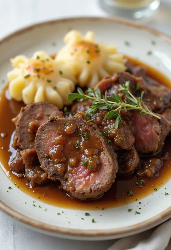 Sauerbraten serverad