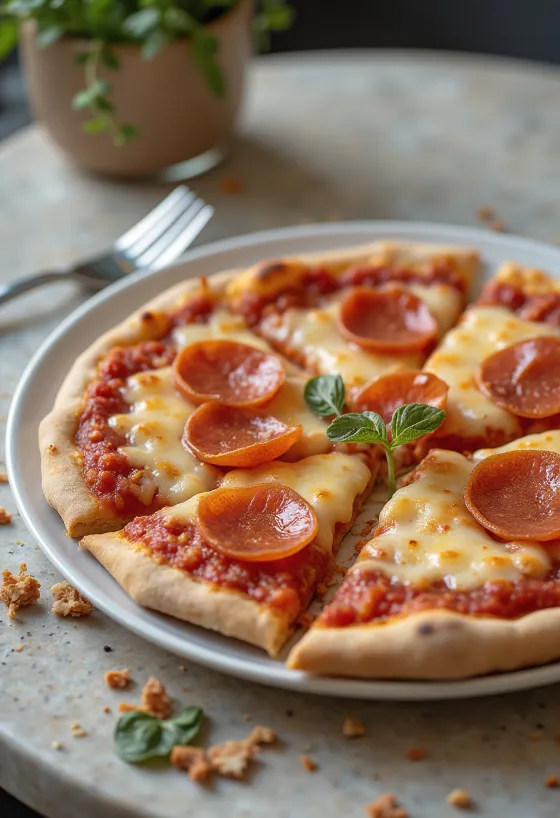 Vegansk pepperonipizza med växtbaserad ost och korv