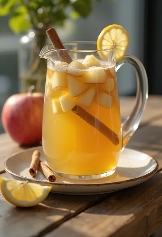 Äppelmust med kanel serverad i glas