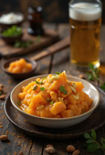 Gajar ka halwa med mjölk, med färska morötter, i mjölkig sås, serverad färsk