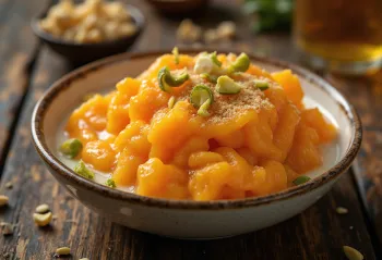 Gajar ka halwa med mjölk, med färska morötter, i mjölkig sås, serverad färsk