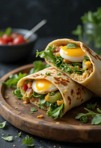 Wrap med grillad aubergine, färska grönsaker och hummus