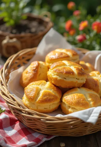 Potatispogácsa gräddade gyllenbruna med krispig topp